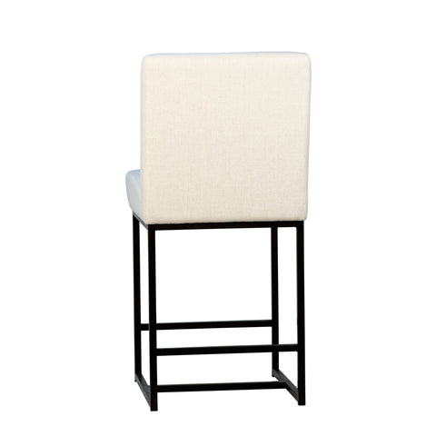 Mayes Off White Fabric and Black Metal Base Counter Stool