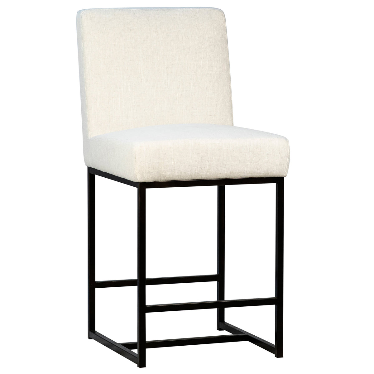 Mayes Off White Fabric and Black Metal Base Counter Stool