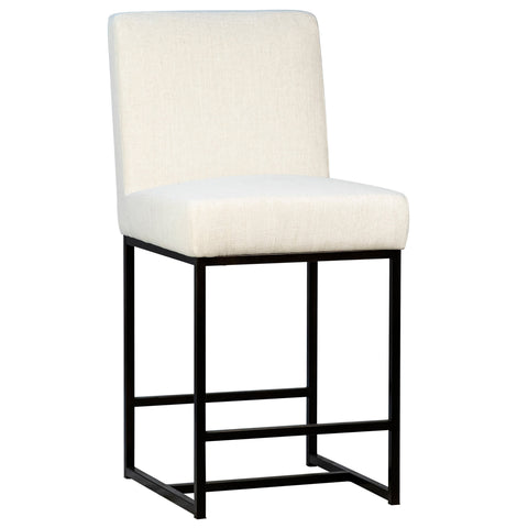 Mayes Off White Fabric and Black Metal Base Counter Stool