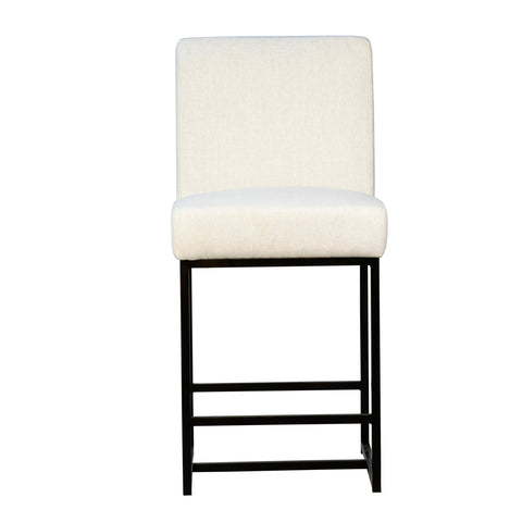 Mayes Off White Fabric and Black Metal Base Counter Stool