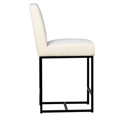 Mayes Off White Fabric and Black Metal Base Counter Stool