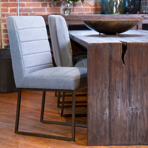 Kali Blue Grey Upholstery and Dark Metal Finish Dining Chair