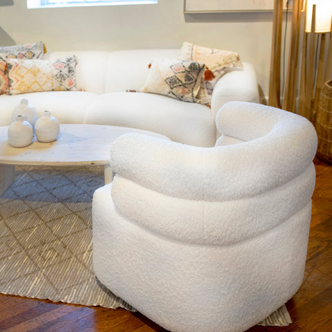 Jolo Cream Fur Seating Swivel Chair