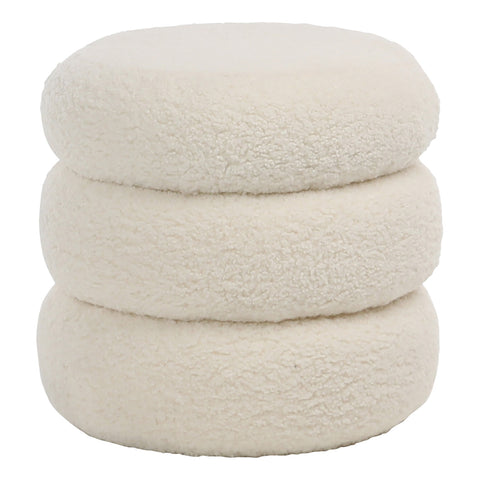 Jolo Ivory Fur Seating Ottoman