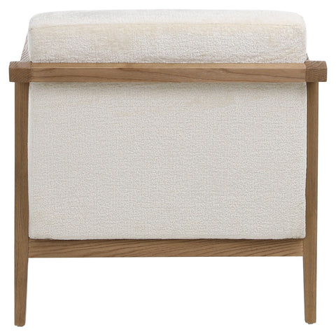 Branson Cream Fabric and Natural Oak Wood Finish Occasional Chair