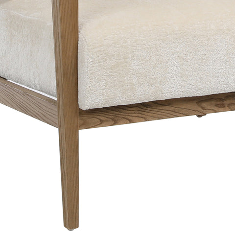 Branson Cream Fabric and Natural Oak Wood Finish Occasional Chair