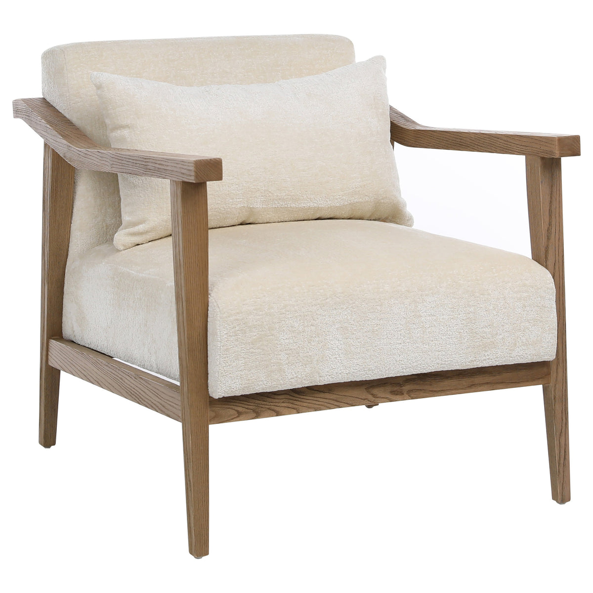 Branson Cream Fabric and Natural Oak Wood Finish Occasional Chair