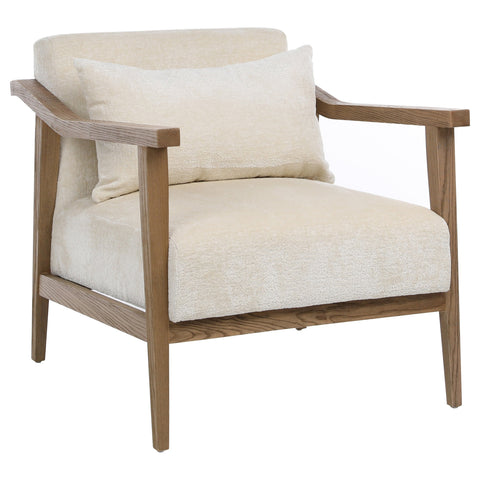 Branson Cream Fabric and Natural Oak Wood Finish Occasional Chair