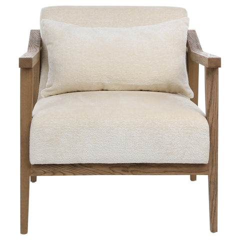 Branson Cream Fabric and Natural Oak Wood Finish Occasional Chair