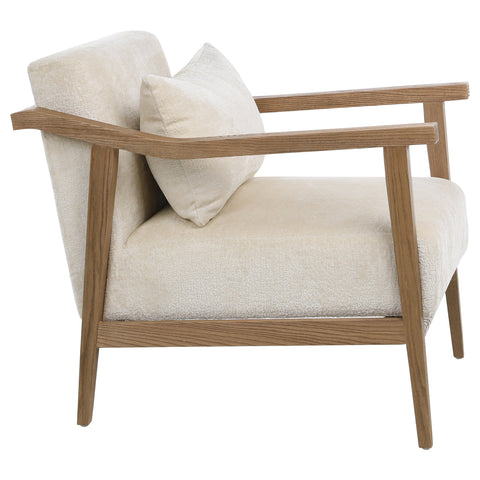 Branson Cream Fabric and Natural Oak Wood Finish Occasional Chair