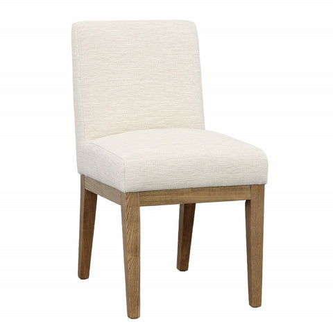 Weilan Cream Upholstery with Natural Wood Finish Dining Chair