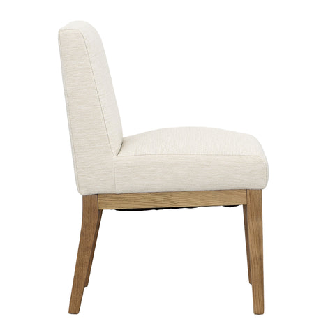 Weilan Cream Upholstery with Natural Wood Finish Dining Chair