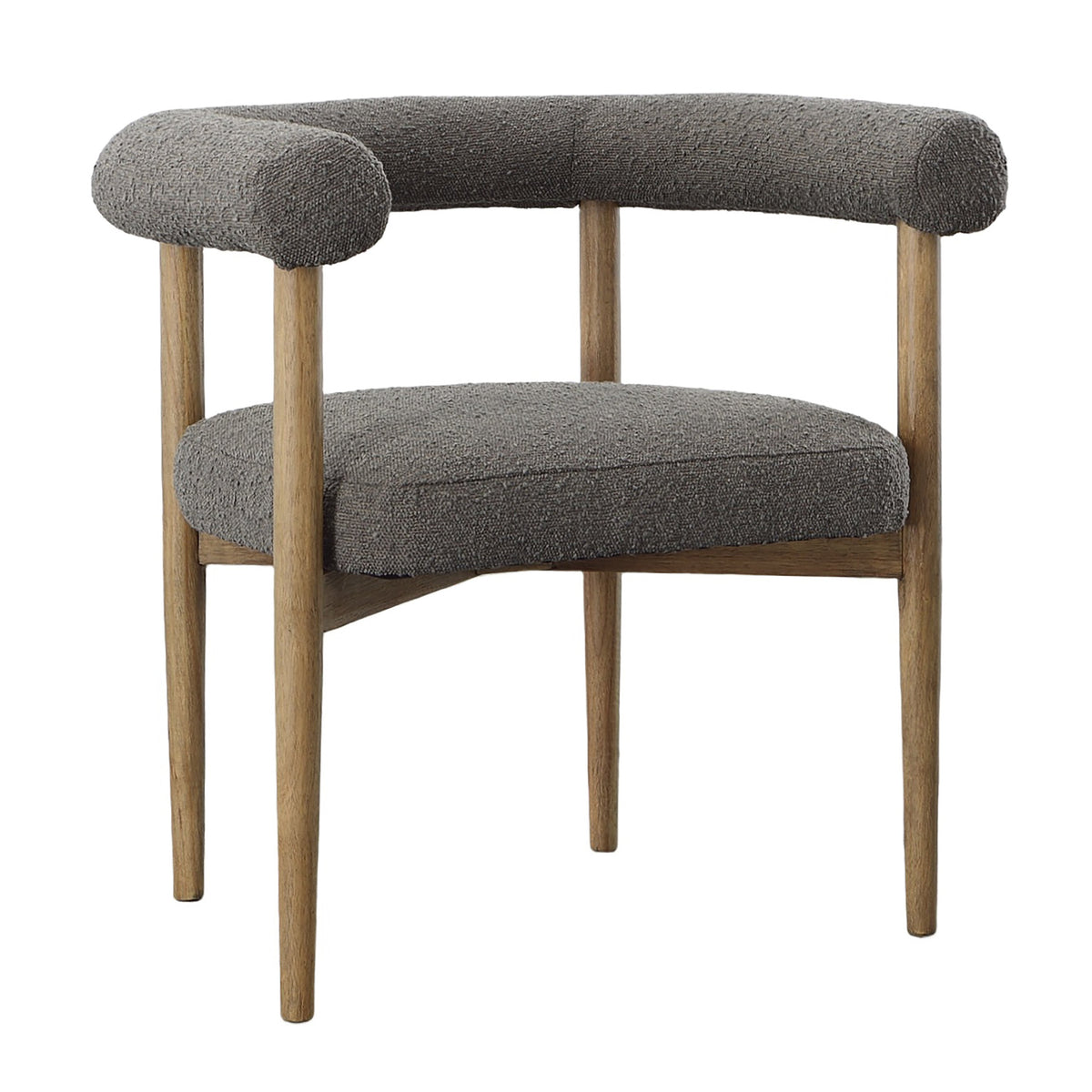 Matilda Charcoal Boucle Upholstery with Natural Wood Finish Dining Chair