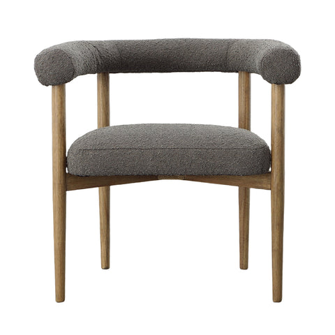 Matilda Charcoal Boucle Upholstery with Natural Wood Finish Dining Chair