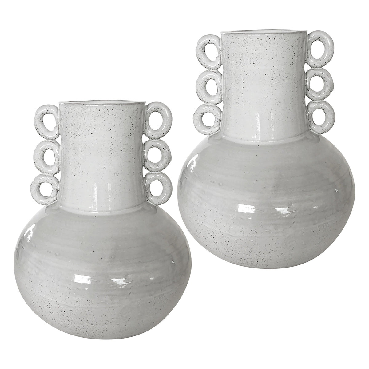 Clover White Gloss Finish Vase Set Of 2