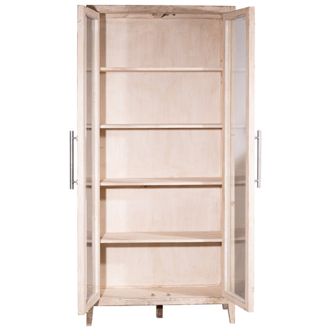 Basel Light Warm Wash Finish with Silver Hardware Cabinet