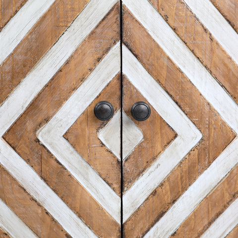 Gabrielle Antique Brown Wood Finish with Whitewash Accents Cabinet