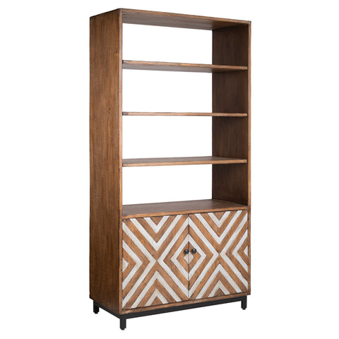Gabrielle Antique Brown Wood Finish with Whitewash Accents Cabinet
