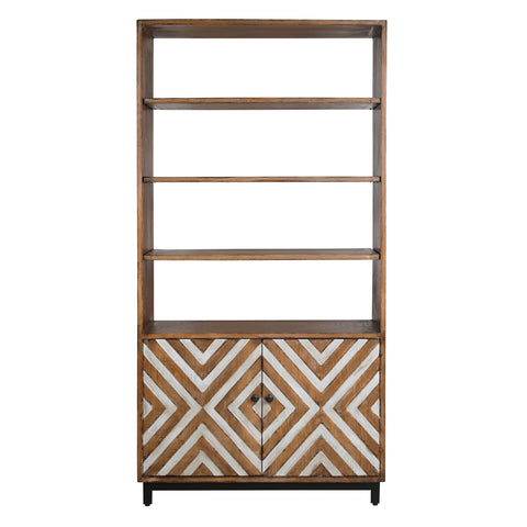Gabrielle Antique Brown Wood Finish with Whitewash Accents Cabinet