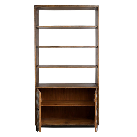 Gabrielle Antique Brown Wood Finish with Whitewash Accents Cabinet