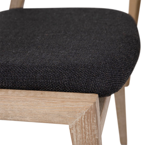 Ilaria Black Upholstery and Antique Wood Wash Finish Dining Chair