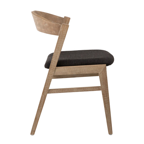Ilaria Black Upholstery and Antique Wood Wash Finish Dining Chair