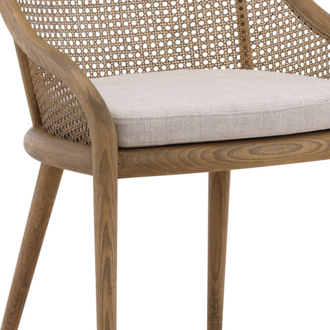 Arcata Medium Brown Wood and Beige Cushion Dining Chair