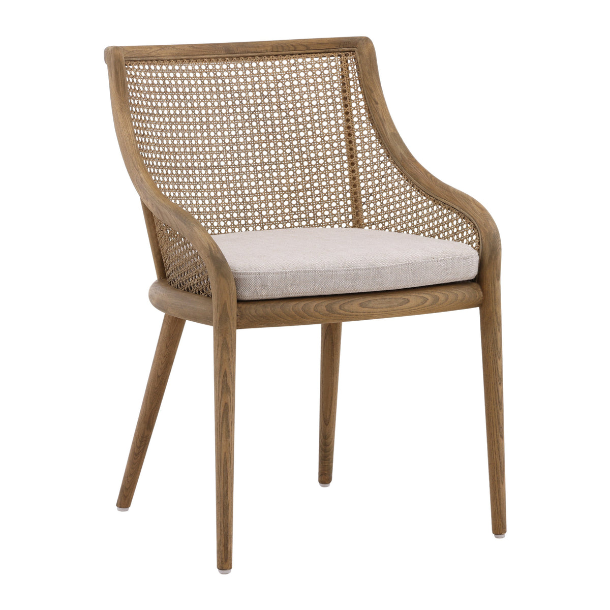 Arcata Medium Brown Wood and Beige Cushion Dining Chair