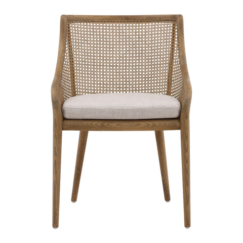 Arcata Medium Brown Wood and Beige Cushion Dining Chair