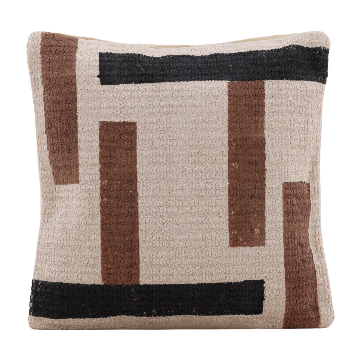 Brecken Beige, Brown and Black Pillow