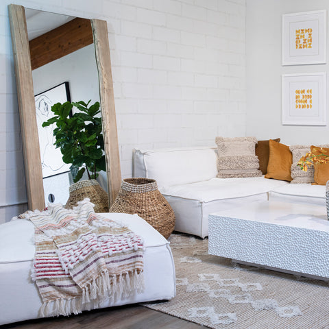 Adelle Snow White Fabric Ottoman