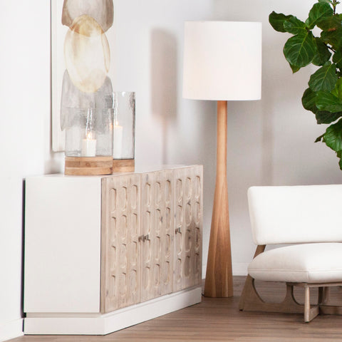 Elwell White and Light Warm Wash Finish Sideboard