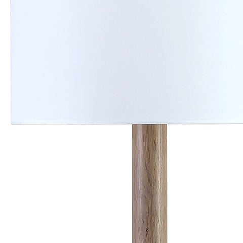 Adan Light Brown Wood Finish and White Shade Floor Lamp