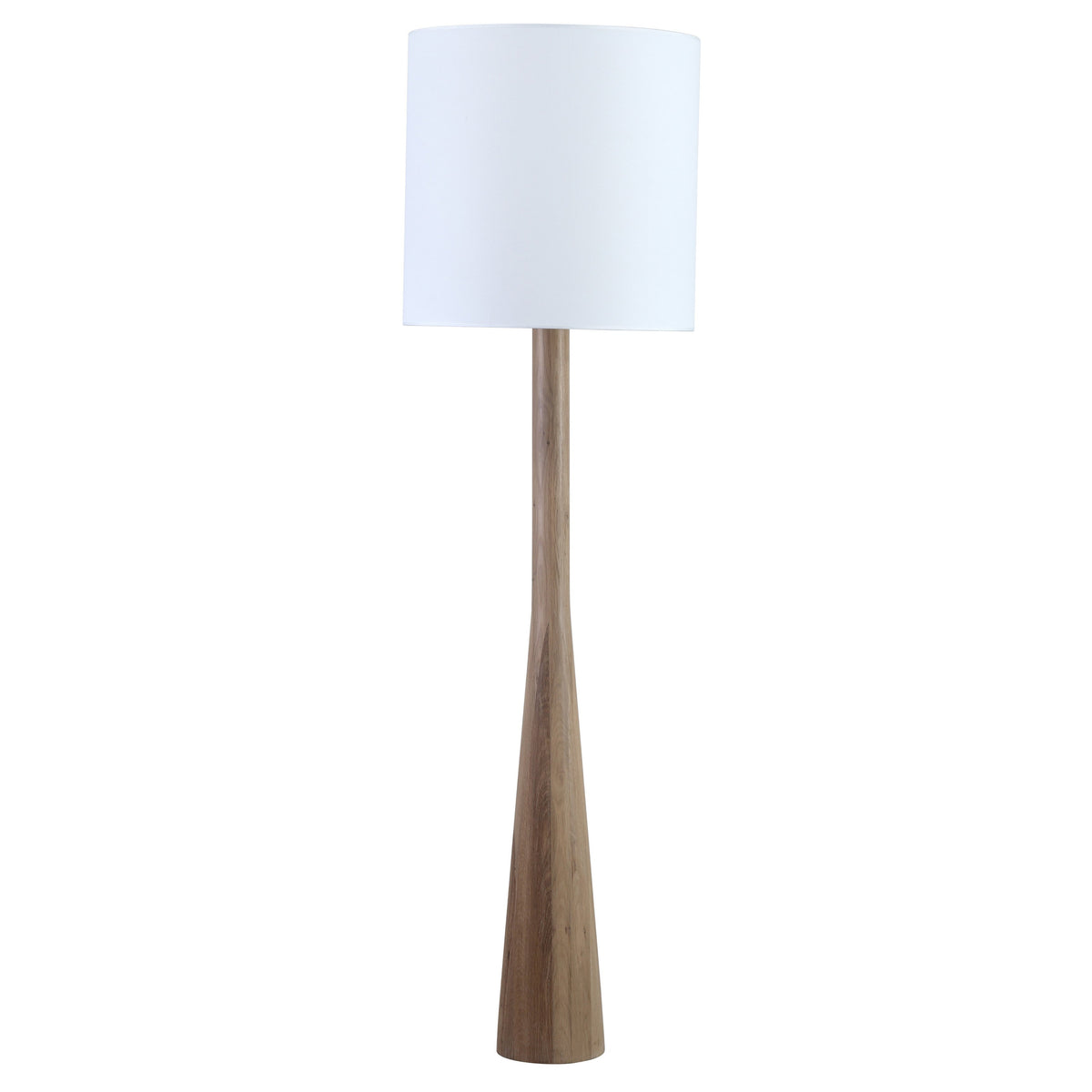 Adan Light Brown Wood Finish and White Shade Floor Lamp