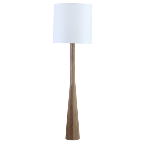Adan Light Brown Wood Finish and White Shade Floor Lamp