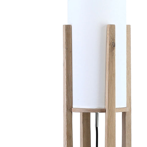 Howard Light Natural Wood Finish and White Shade Floor Lamp