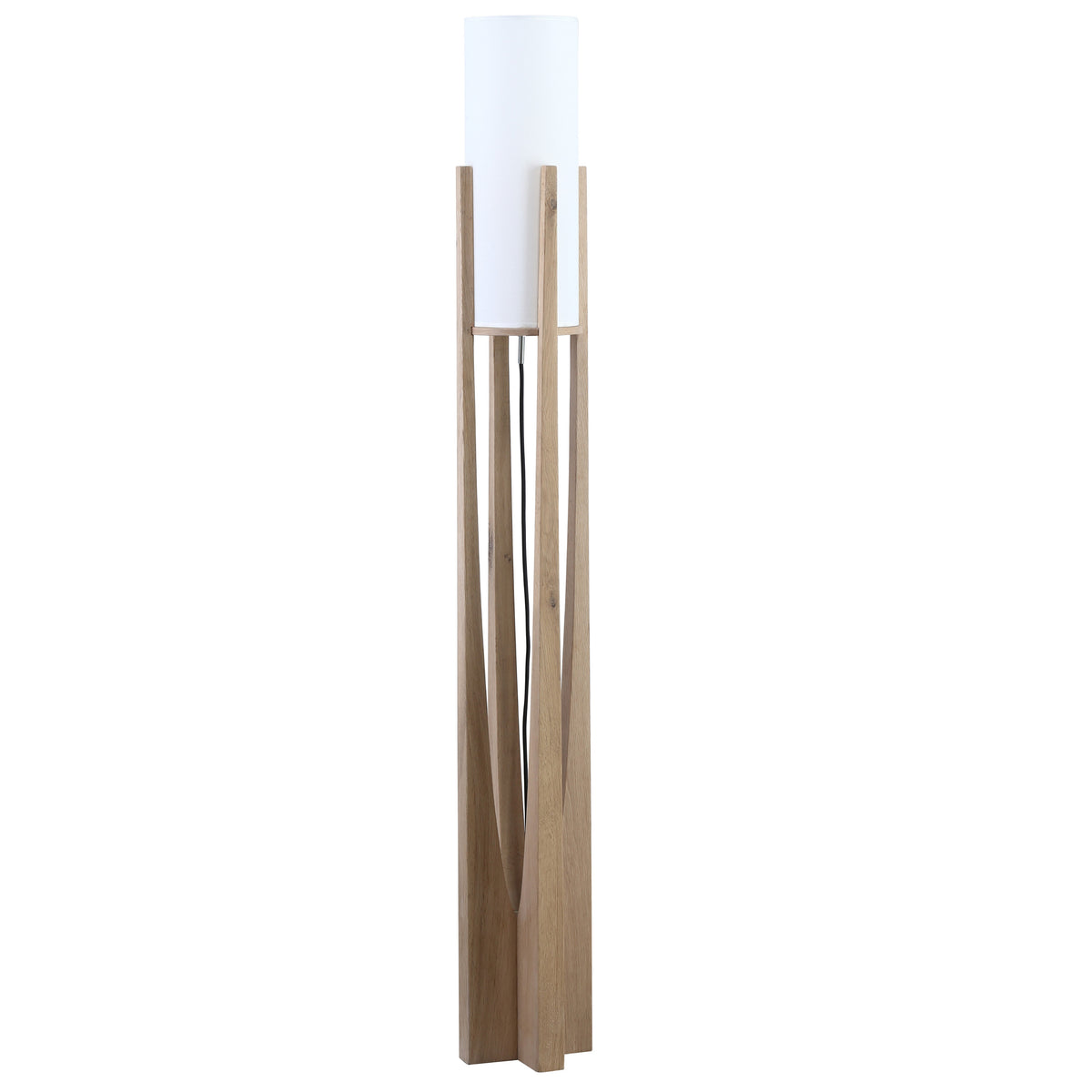 Howard Light Natural Wood Finish and White Shade Floor Lamp
