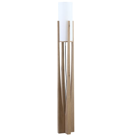 Howard Light Natural Wood Finish and White Shade Floor Lamp