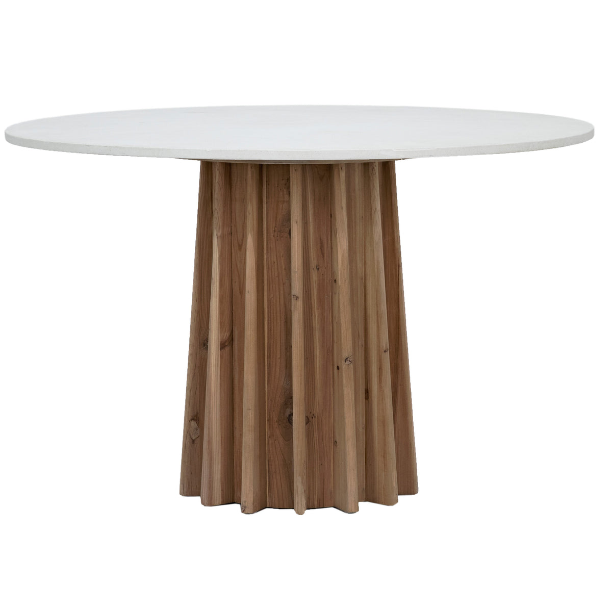Adonis White Concrete Top and Natural Brushed Pine Wood Finish Dining Table