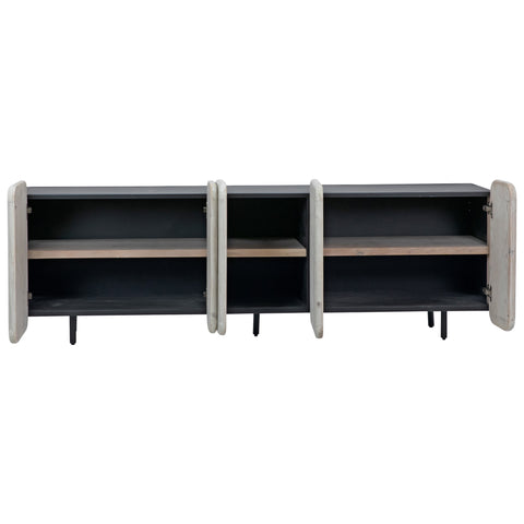 Nubla Light Grey Wash and Antique Black Finish Sideboard