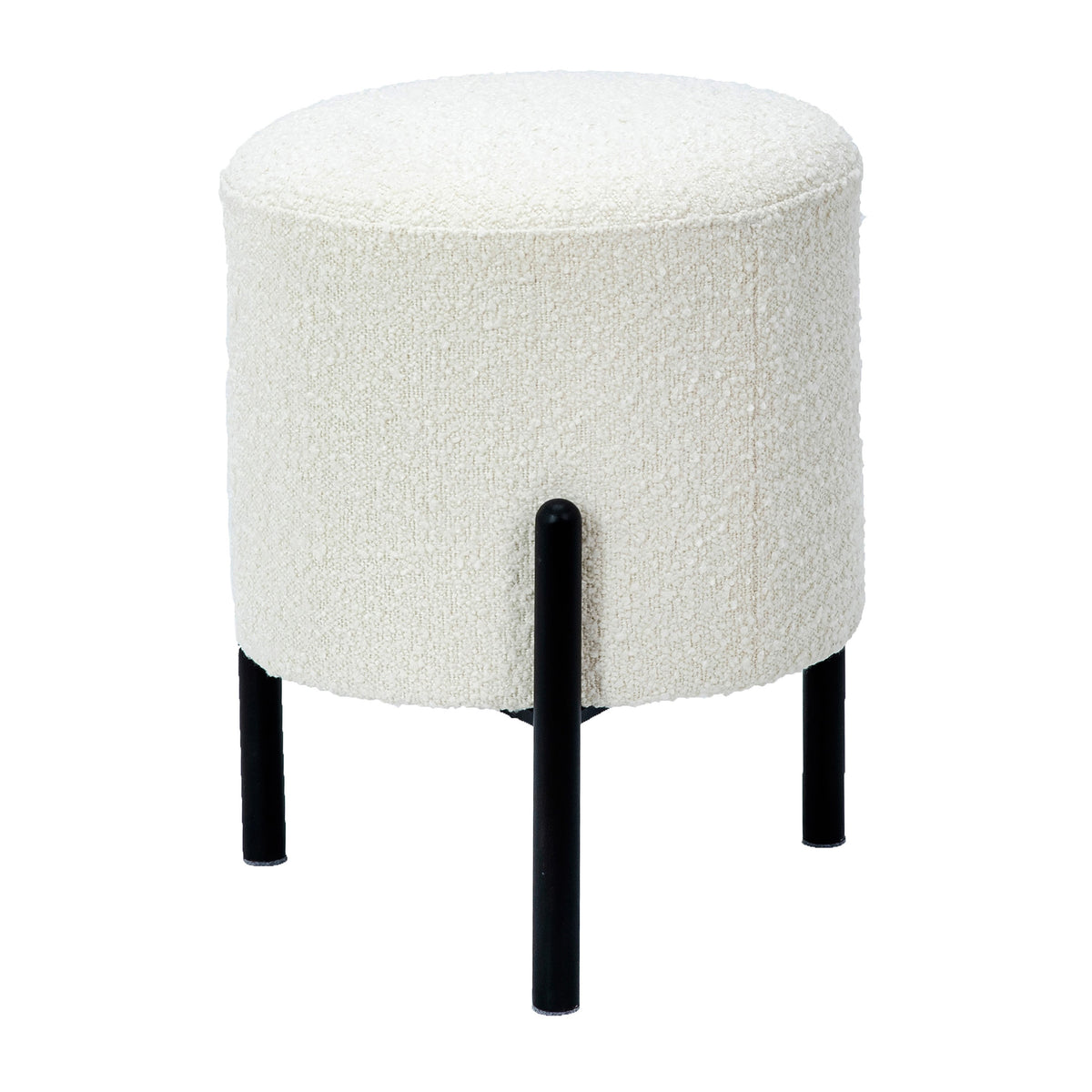 Gasol Off White Upholstery and Matte Black Legs Stool
