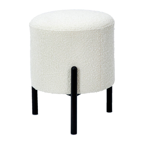 Gasol Off White Upholstery and Matte Black Legs Stool