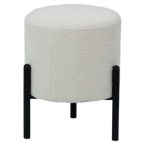 Gasol Off White Upholstery and Matte Black Legs Stool