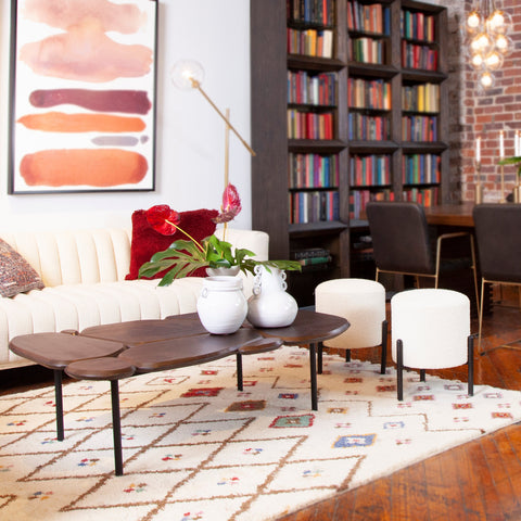 Gasol Off White Upholstery and Matte Black Legs Stool