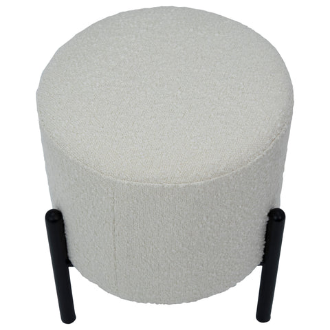 Gasol Off White Upholstery and Matte Black Legs Stool