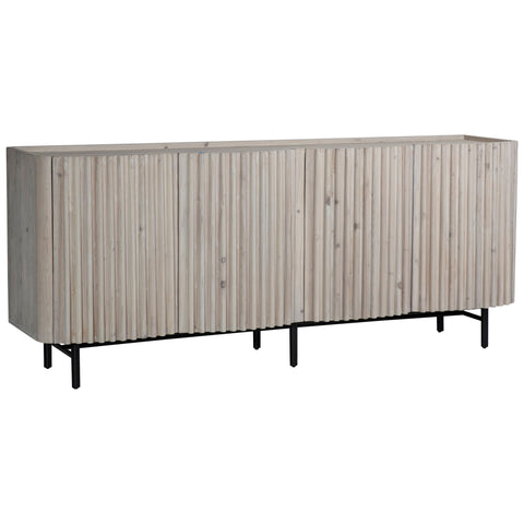 Webster Light Grey Wash Finish and Matte Black Iron Base Sideboard