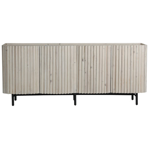 Webster Light Grey Wash Finish and Matte Black Iron Base Sideboard