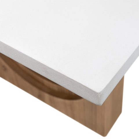 Alessio White Concrete Top and Natural Brushed Pine Wood Finish Dining Table