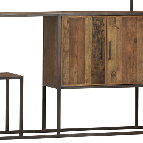 Lutz Antique Wood Finish and Antique Brushed Nickel Bookcase