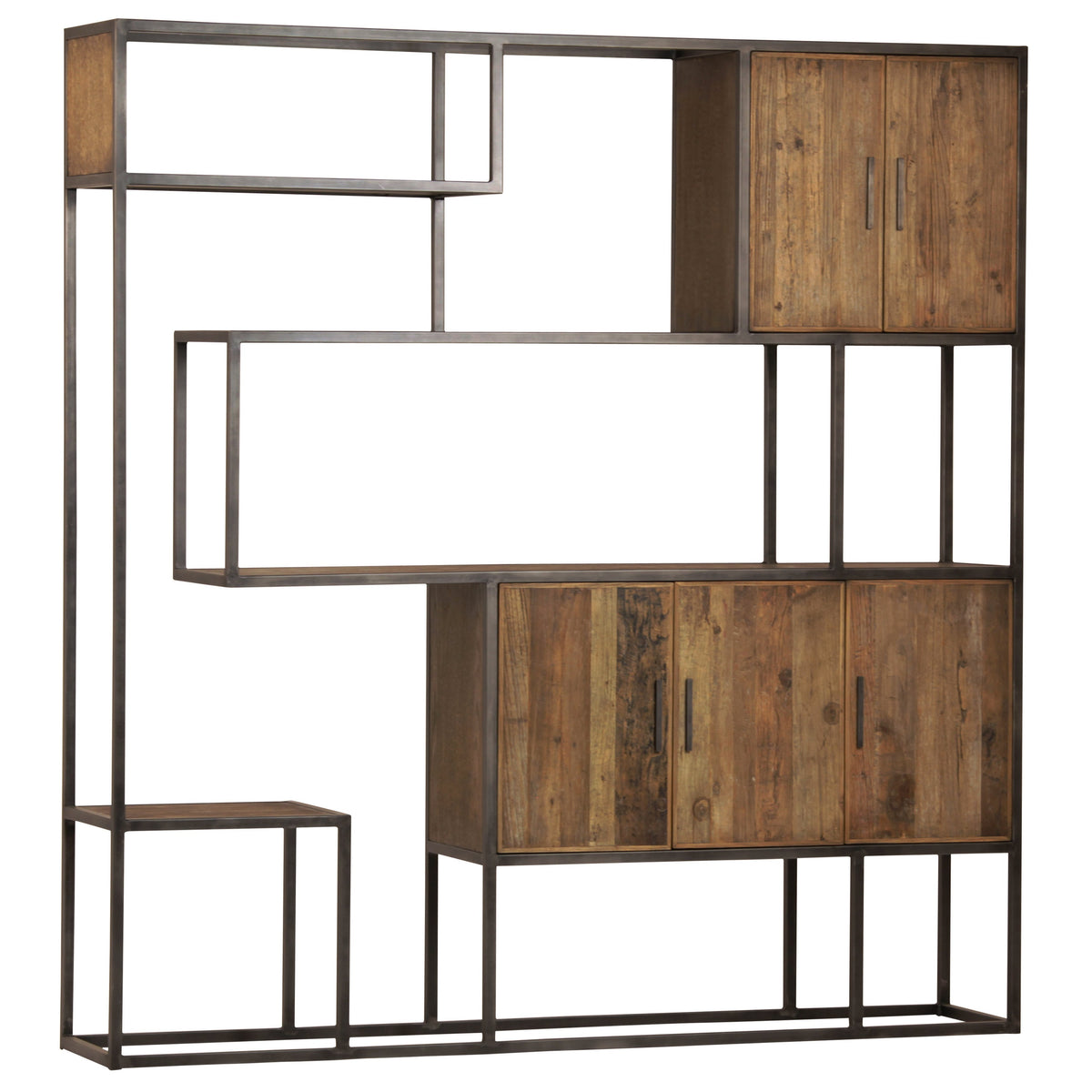 Lutz Antique Wood Finish and Antique Brushed Nickel Bookcase